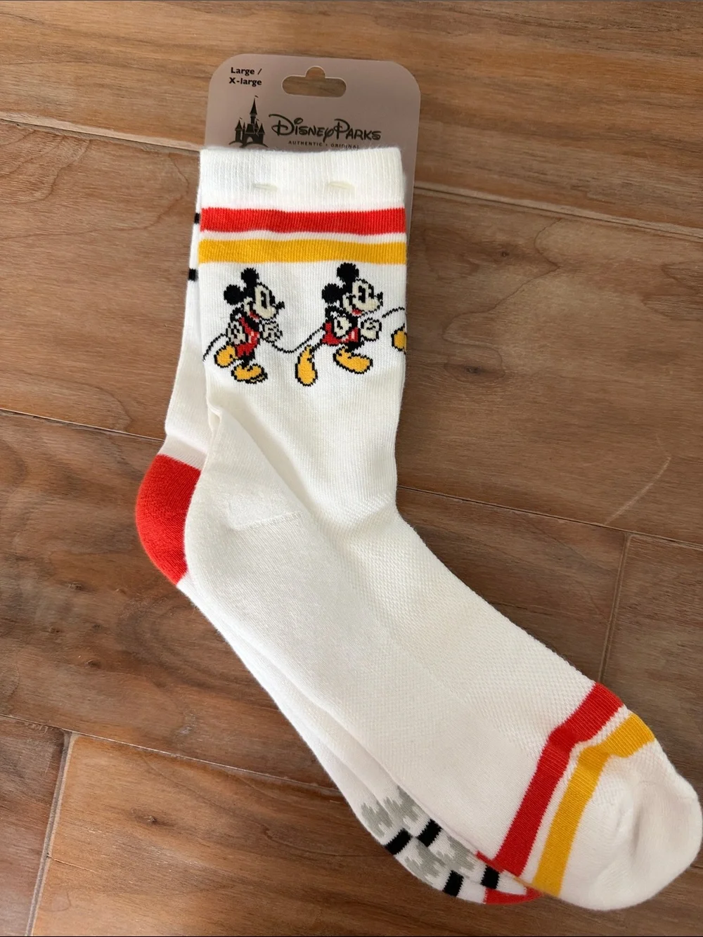 Disney Men's Socks - Timeless Mickey Red White Yellow（Men’s L/XL 2 pairs)